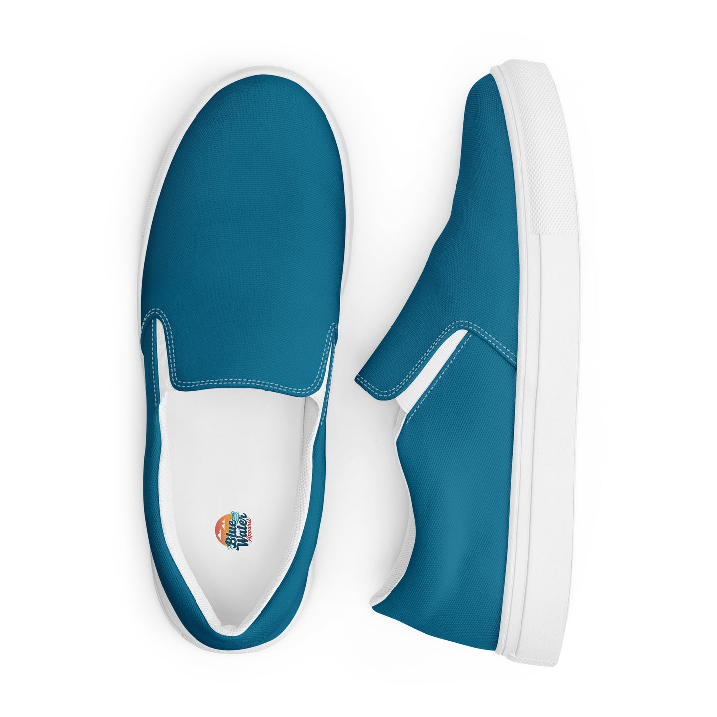 Antique Sapphire Women's Slip-On Canvas Shoes to Match Our Hibiscus Wave Hooded Sweatshirt!